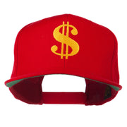 Dollar Sign Logo Embroidered Flat Bill Cap