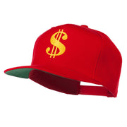 Dollar Sign Logo Embroidered Flat Bill Cap