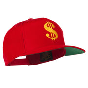 Dollar Sign Logo Embroidered Flat Bill Cap