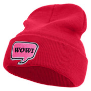 Wow Power Embroidered 12 inch Acrylic Cuffed Long Beanie - Red OSFM