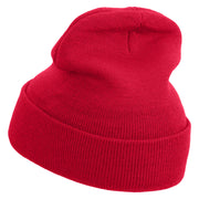 Wow Power Embroidered 12 inch Acrylic Cuffed Long Beanie - Red OSFM