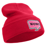 Wow Power Embroidered 12 inch Acrylic Cuffed Long Beanie - Red OSFM