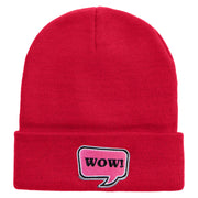 Wow Power Embroidered 12 inch Acrylic Cuffed Long Beanie - Red OSFM