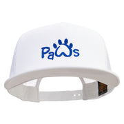 Paws Logo 5 Panel Mesh Trucker Snapback Cap - White OSFM