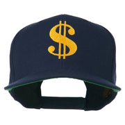 Dollar Sign Logo Embroidered Flat Bill Cap