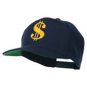 Dollar Sign Logo Embroidered Flat Bill Cap