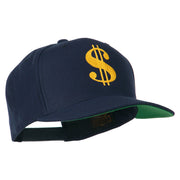 Dollar Sign Logo Embroidered Flat Bill Cap