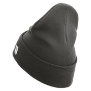 Marines The Few The Proud Logo Embroidered 12 Inch Solid Knit Cuff Long Beanie Made in USA - Charcoal OSFM