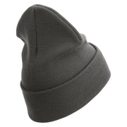 Marines The Few The Proud Logo Embroidered 12 Inch Solid Knit Cuff Long Beanie Made in USA - Charcoal OSFM