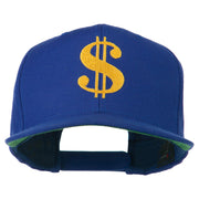 Dollar Sign Logo Embroidered Flat Bill Cap