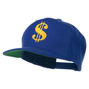 Dollar Sign Logo Embroidered Flat Bill Cap