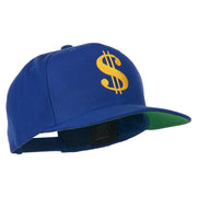 Dollar Sign Logo Embroidered Flat Bill Cap