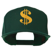 Dollar Sign Logo Embroidered Flat Bill Cap