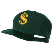 Dollar Sign Logo Embroidered Flat Bill Cap