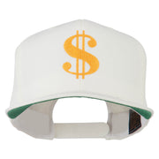 Dollar Sign Logo Embroidered Flat Bill Cap