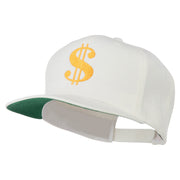 Dollar Sign Logo Embroidered Flat Bill Cap