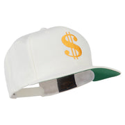 Dollar Sign Logo Embroidered Flat Bill Cap