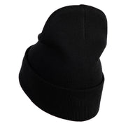 Small Baby Giraffe Animal Embroidered Iron on Patched 12 Inch Long Knitted Beanie - Black OSFM