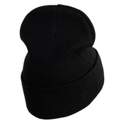 Small Baby Giraffe Animal Embroidered Iron on Patched 12 Inch Long Knitted Beanie - Black OSFM