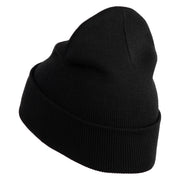 Bowling Pins Iron on Patched 12 Inch Long Knitted Beanie - Black OSFM