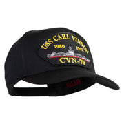 USS Carl Vinson 1980 1992 CVN 70 Patched Solid Cotton Twill 5 Panel Prostyle Snap Cap - Black OSFM