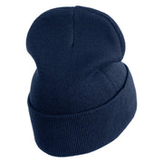 Small Baby Giraffe Animal Embroidered Iron on Patched 12 Inch Long Knitted Beanie - Navy OSFM
