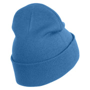 Bowling Pins Iron on Patched 12 Inch Long Knitted Beanie - Sky Blue OSFM