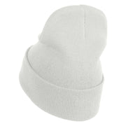 Small Baby Giraffe Animal Embroidered Iron on Patched 12 Inch Long Knitted Beanie - White OSFM