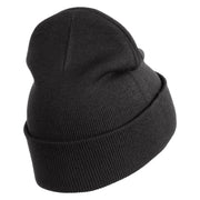 Bowling Pins Iron on Patched 12 Inch Long Knitted Beanie - Heather Charcoal OSFM