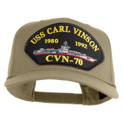 USS Carl Vinson 1980 1992 CVN 70 Patched Solid Cotton Twill 5 Panel Prostyle Snap Cap - Khaki OSFM