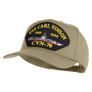 USS Carl Vinson 1980 1992 CVN 70 Patched Solid Cotton Twill 5 Panel Prostyle Snap Cap - Khaki OSFM