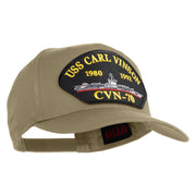 USS Carl Vinson 1980 1992 CVN 70 Patched Solid Cotton Twill 5 Panel Prostyle Snap Cap - Khaki OSFM