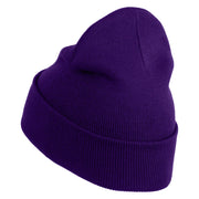 Bowling Pins Iron on Patched 12 Inch Long Knitted Beanie - Purple OSFM