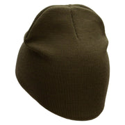 Cheetah Face Embroidered 8 inch Acrylic Short Blank Beanie - Olive OSFM