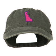 Delaware State Map Embroidered Washed Cap