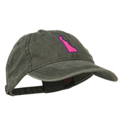 Delaware State Map Embroidered Washed Cap