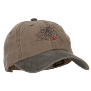 Spider Web Embroidered Unstructured Cotton Cap