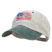 Military Flag Embroidered Pigment Dyed Wash Cap - Beige-Green OSFM