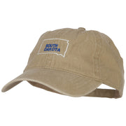 South Dakota with Map Outline Embroidered Washed Cotton Cap