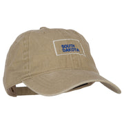 South Dakota with Map Outline Embroidered Washed Cotton Cap