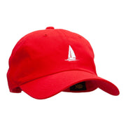 Sail Boat Embroidered Washed Cap