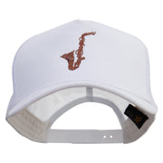 Abstract Sacophone Five Panels Prostyle Trucker Mesh Cap - White OSFM