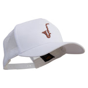 Abstract Sacophone Five Panels Prostyle Trucker Mesh Cap - White OSFM