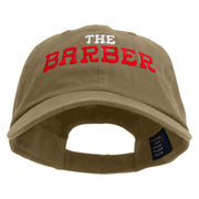 The Barber Logo Embroidered Low Profile Dyed Cotton Twill Cap - Khaki OSFM