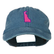 Delaware State Map Embroidered Washed Cap