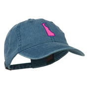 Delaware State Map Embroidered Washed Cap