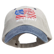 Military Flag Embroidered Pigment Dyed Wash Cap - Beige-Navy OSFM