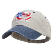 Military Flag Embroidered Pigment Dyed Wash Cap - Beige-Navy OSFM