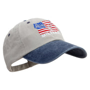 Military Flag Embroidered Pigment Dyed Wash Cap - Beige-Navy OSFM