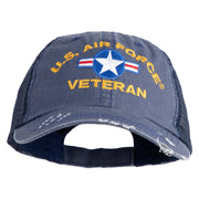 U.S. Airforce Veteran with Roundel Embroidered Low Profile Special Cotton Mesh Cap - Navy OSFM